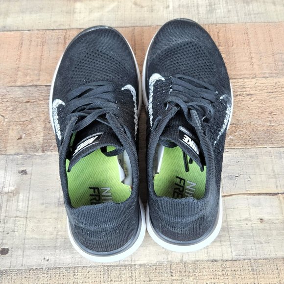 Nike Free 4.0 Flyknit Women Sz 6 Running Shoes Sneaker Black White Athletic - Picture 6 of 9